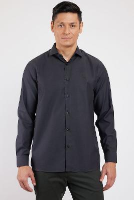 Camisa Manga Longa Cosmo Regular Algodão Egípcio Maquinetado Grafite