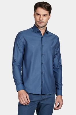 Camisa Manga Longa Slim Azul Escuro