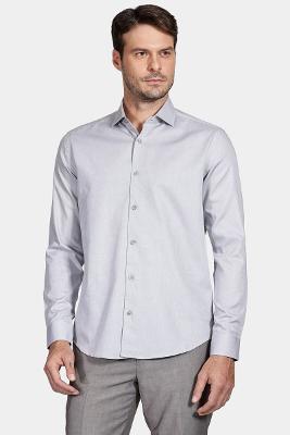 Camisa Manga Longa Slim Cinza