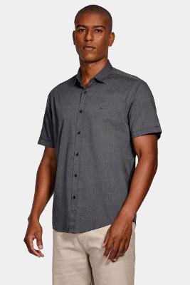 Camisa Manga Curta Cosmo Regular Fil a Fil Antilia Preto