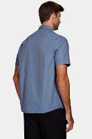 Camisa Aramis Manga Curta  Regular Fil a Fil  Azul Escuro