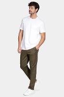 Calça Aramis Chino Slim Maquinetada Verde Militar - 3