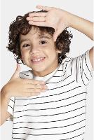 Camiseta Aramis Infantil Algodão Listrada Navy Off White - 3