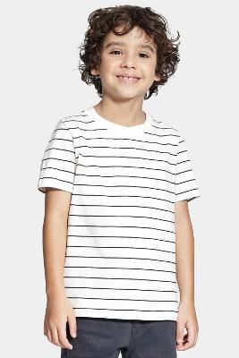 Camiseta Aramis Infantil Algodão Listrada Navy Off White