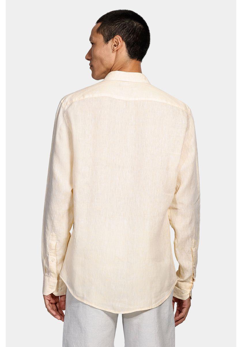 Camisa Aramis Aramis Manga Longa Slim Linho Irlandês Amarelo - 4