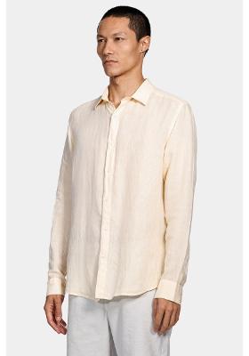 Camisa Aramis Aramis Manga Longa Slim Linho Irlandês Amarelo