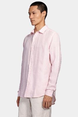 Camisa Aramis Manga Longa Slim em Linho Rosa