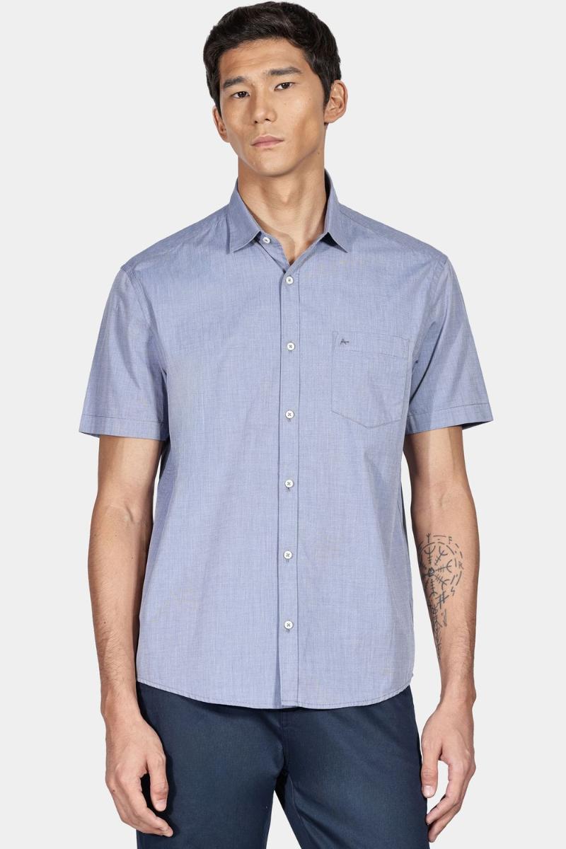 Camisa Aramis Manga Curta Regular Algodão Fio 50 Azul - 1