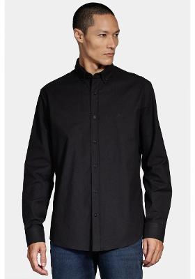 Camisa Manga Longa Cosmo Slim Oxford Stretch Button Down Preto