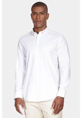 Camisa Manga Longa Cosmo Slim Oxford Stretch Button Down Branco