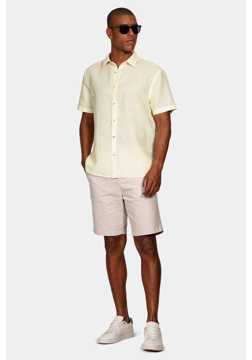 Camisa Aramis Manga Curta Slim Linho Algodão Amarelo - 2