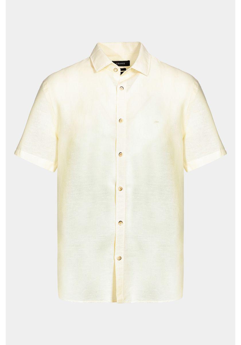 Camisa Aramis Manga Curta Slim Linho Algodão Amarelo - 6