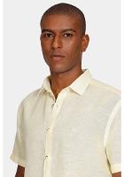 Camisa Aramis Manga Curta Slim Linho Algodão Amarelo - 3