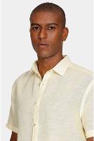 Camisa Aramis Manga Curta Slim Linho Algodão Amarelo - 9