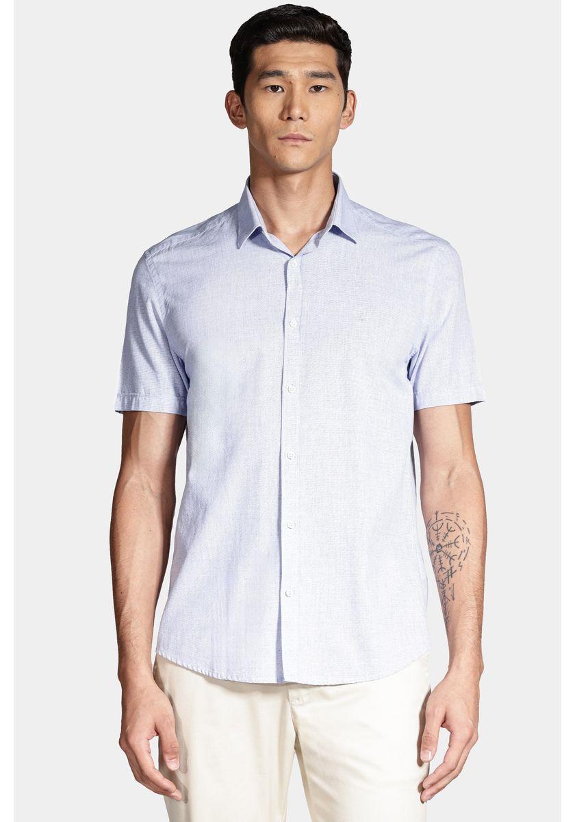 Camisa Aramis Manga Curta Slim Algodão Azul - 1