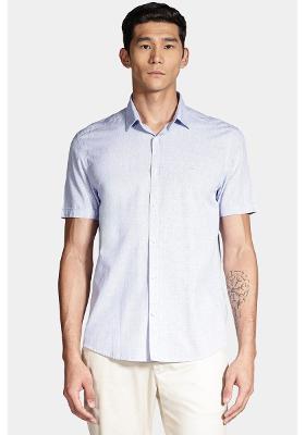 Camisa Manga Curta Cosmo Slim Algodão Modal Boa Vista Azul