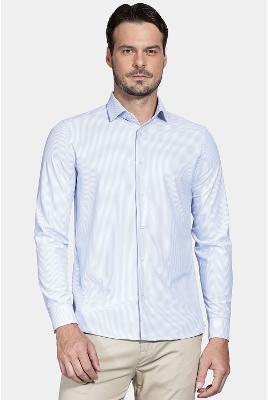 Camisa Aramis Manga Longa Slim Listrada Azul