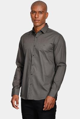 Camisa Aramis Slim Algodão Damero Chumbo