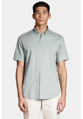 Camisa Manga Curta Move Slim Oxford Button Down Copan Verde Folha