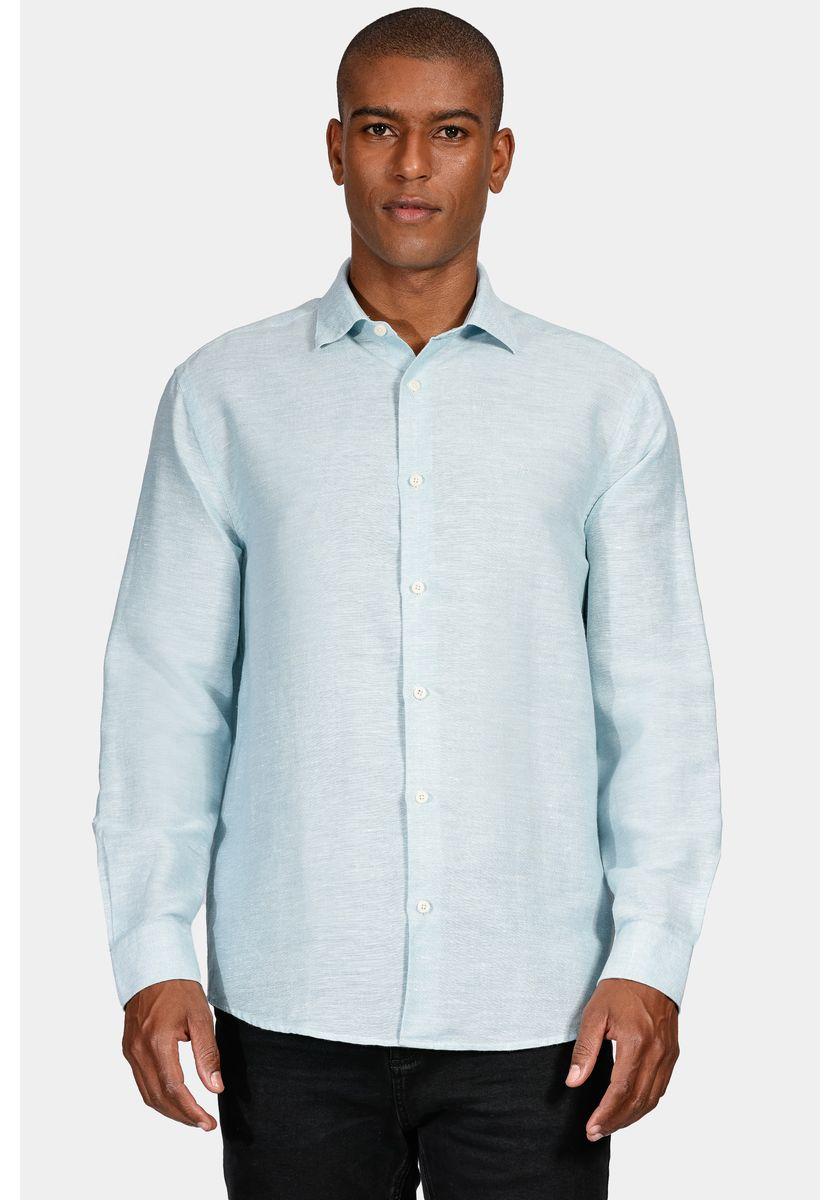 Camisa Manga Longa Move Regular Linho Algodão Martinelli Azul Piscina - 1
