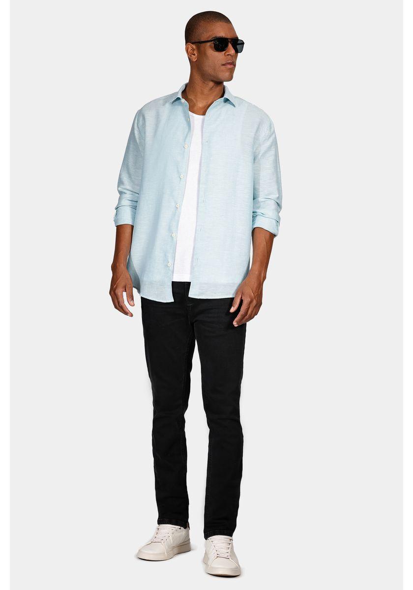 Camisa Manga Longa Move Regular Linho Algodão Martinelli Azul Piscina - 2