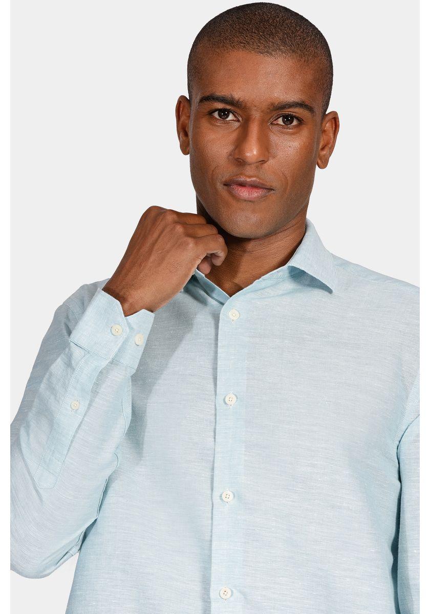 Camisa Manga Longa Move Regular Linho Algodão Martinelli Azul Piscina - 3