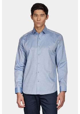 Camisa Manga Longa Cosmo Slim Sarja Pima Lisa Azul