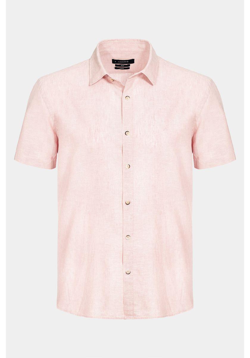 Camisa Manga Curta Move Slim Linho Algodão Coral - 6