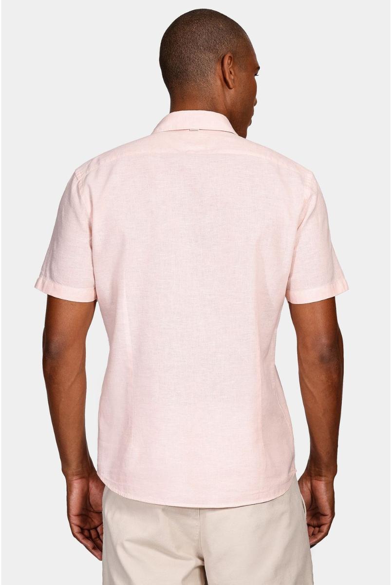 Camisa Manga Curta Move Slim Linho Algodão Coral - 10