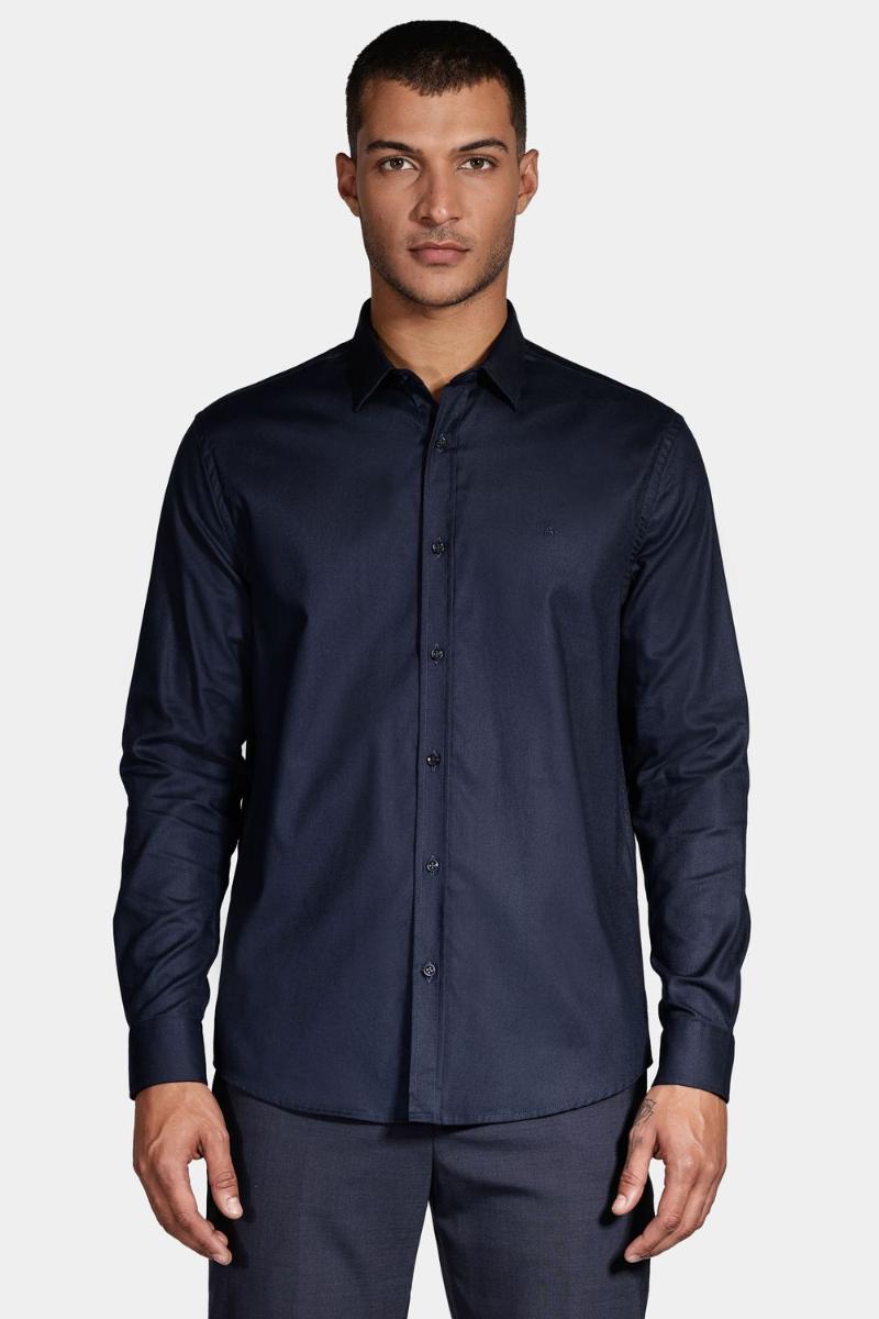 Camisa Aramis Manga Longa Slim Stretch Marinho - 1