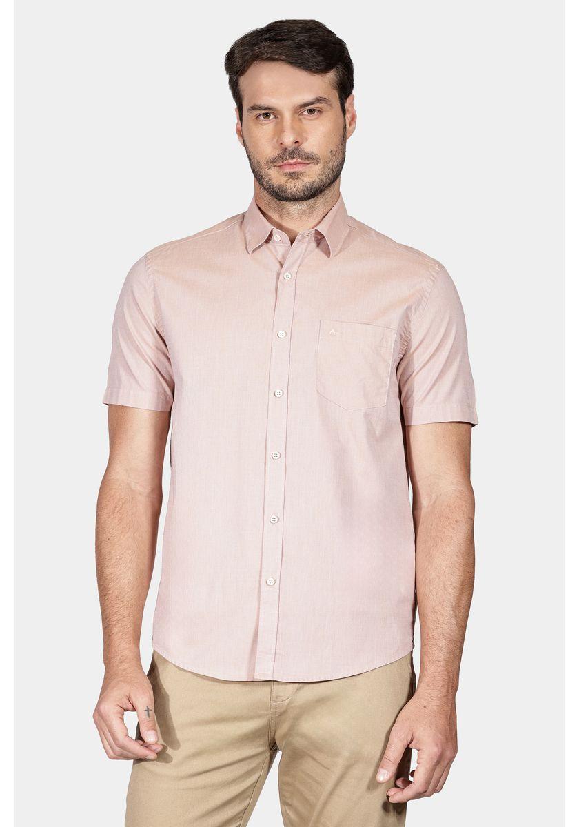 Camisa Manga Curta Cosmo Regular Fil a Fil Antilia Com Bolso Laranja - 1