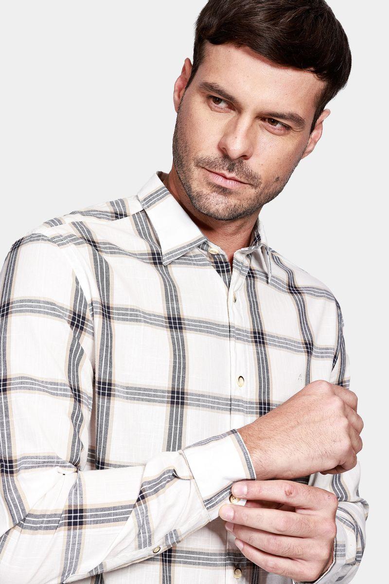 Camisa Aramis Manga Longa Regular Xadrez Branco e Marinho - 2