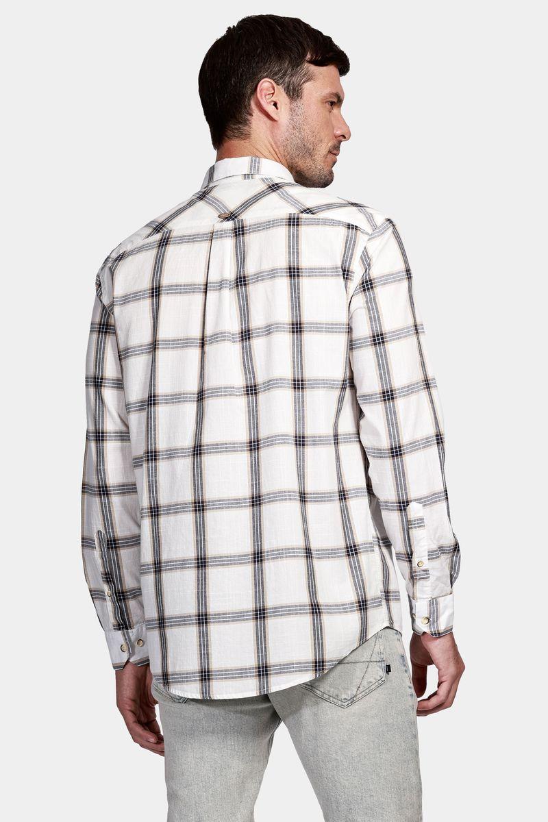 Camisa Aramis Manga Longa Regular Xadrez Branco e Marinho - 3