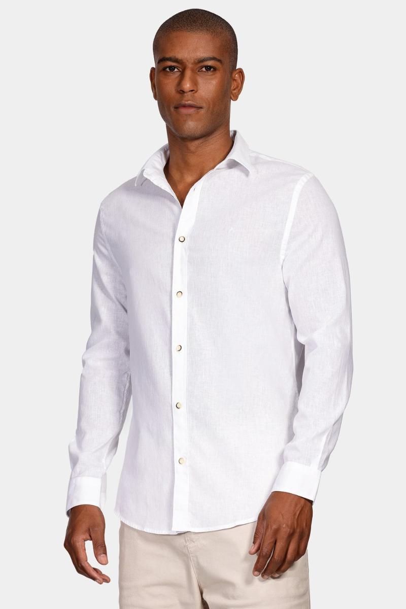 Camisa Aramis Aramis Slim Linho Algodão Branco - 1