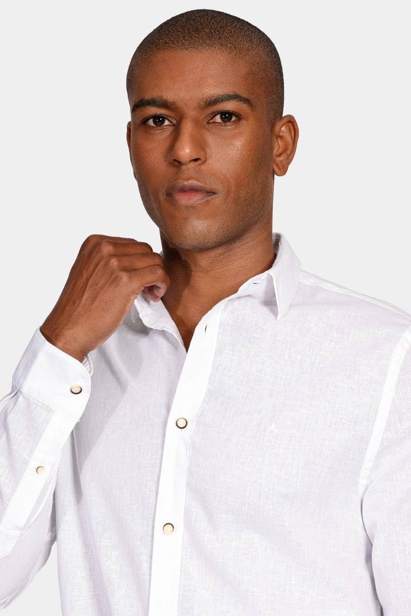 Camisa Aramis Aramis Slim Linho Algodão Branco - 3