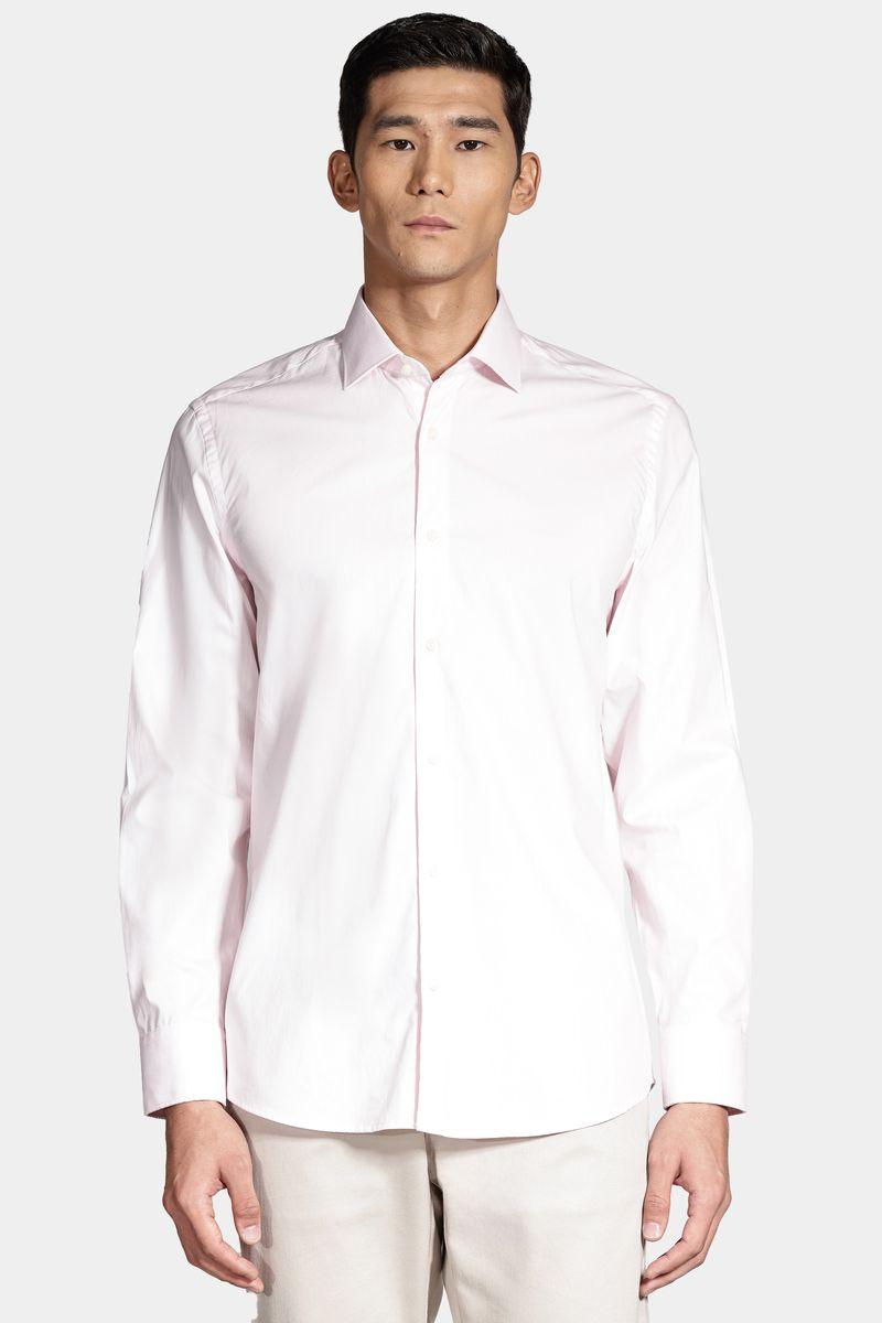 Camisa Slim Social Com Elastano Rosa - 1