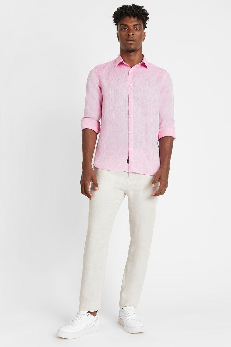 Camisa Aramis Manga Longa Slim Linho Irlandês Pink - 2