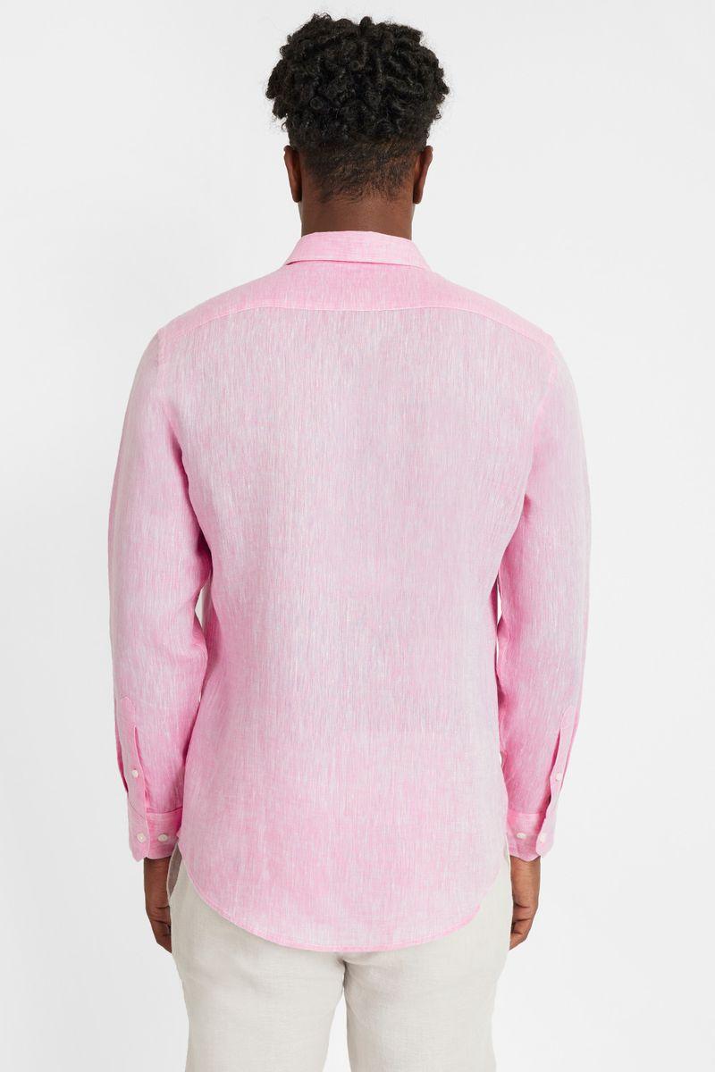 Camisa Aramis Manga Longa Slim Linho Irlandês Pink - 6