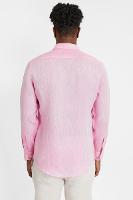 Camisa Aramis Manga Longa Slim Linho Irlandês Pink - 6