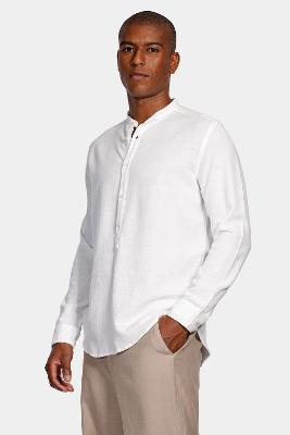 Camisa Aramis Manga Longa Gola Padre Flamê Lisa Off White