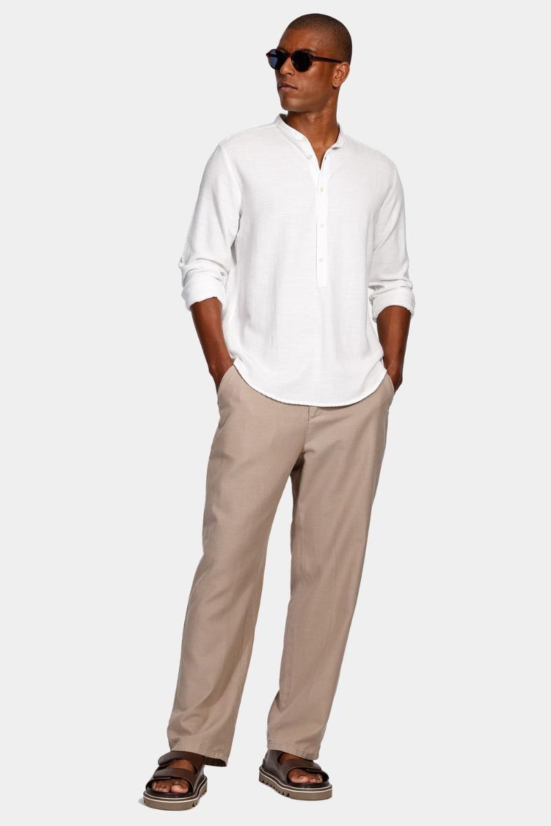 Camisa Aramis Manga Longa Gola Padre Flamê Lisa Off White - 2