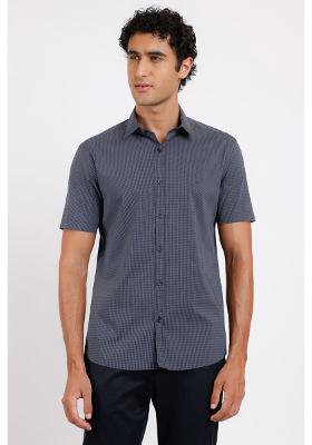 Camisa Aramis Manga Curta Slim Marinho Com Branco