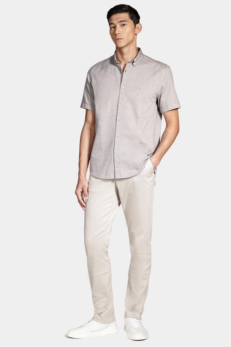 Camisa Aramis Manga Curta Slim Oxford Café - 2