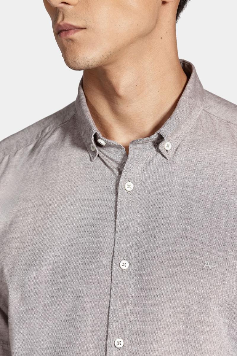 Camisa Aramis Manga Curta Slim Oxford Café - 3