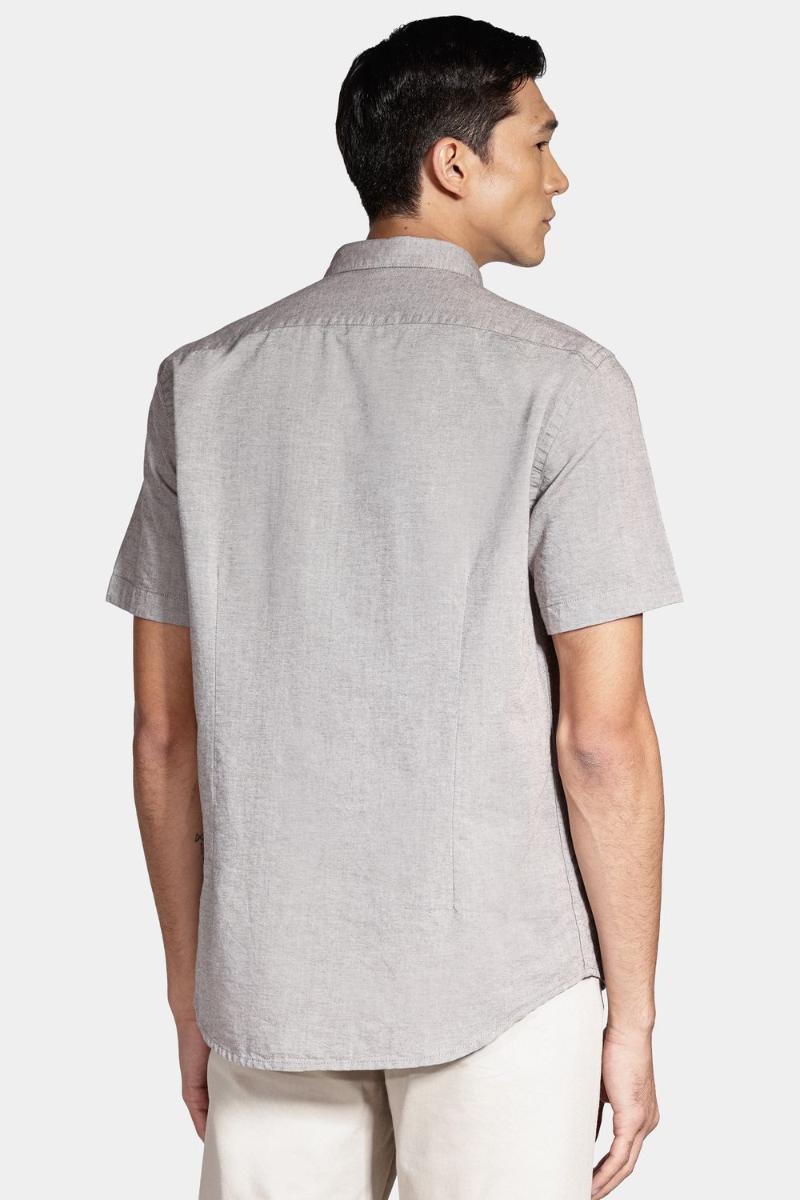 Camisa Aramis Manga Curta Slim Oxford Café - 4