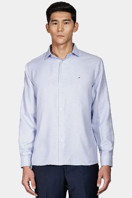 Camisa Aramis Regular em Tricoline Maquinetada Azul Claro