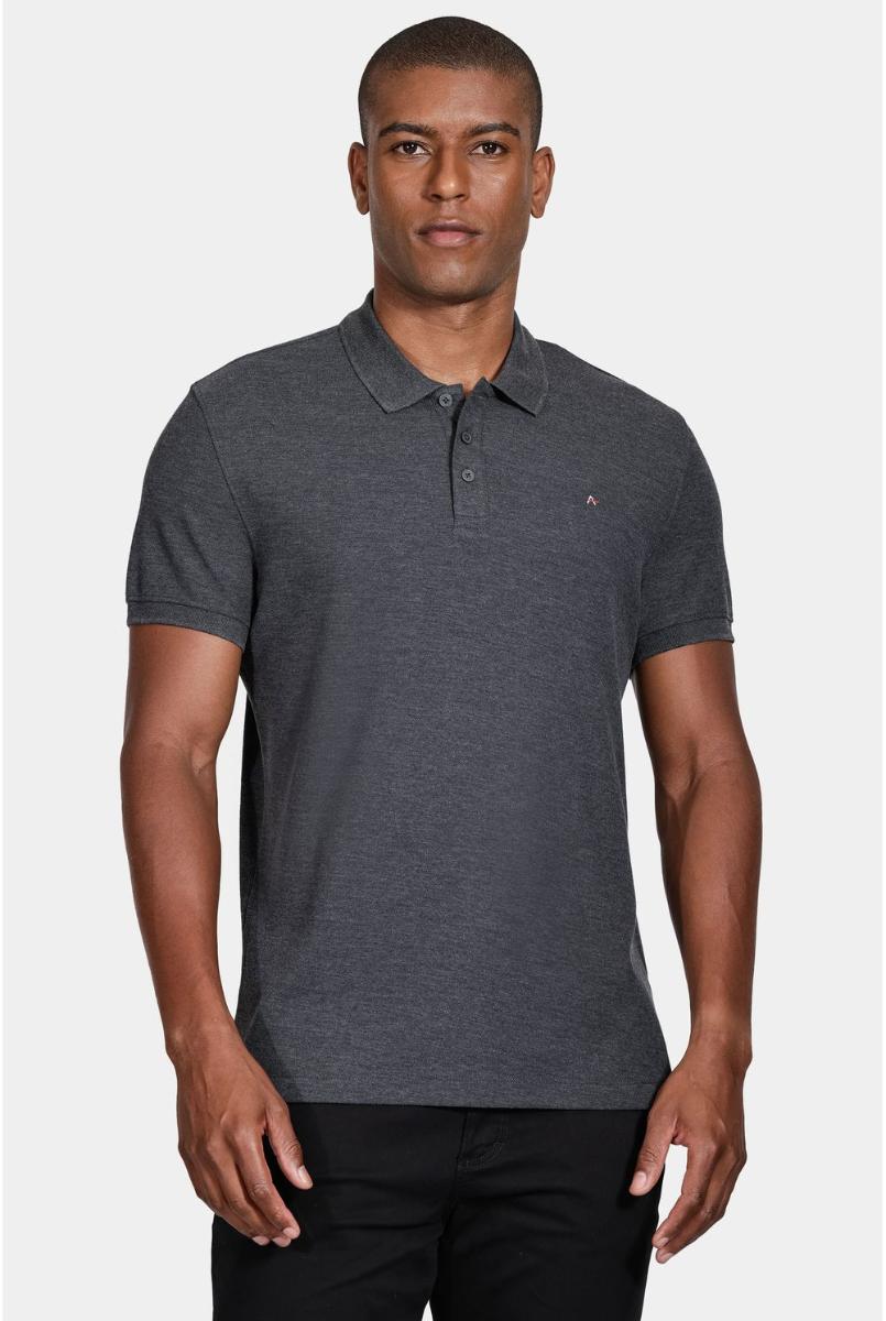 Polo Aramis Cotton Piquet Basic Grafite Mescla - 5
