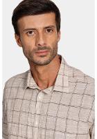 Camisa Aramis Manga Curta Slim Xadrez Off White Com Cáqui - 3