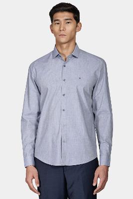 Camisa Aramis Regular Manga Longa Fil a Fil Azul