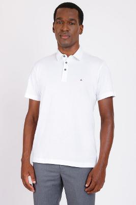 Polo Manga Curta de Algodão Pima Branco